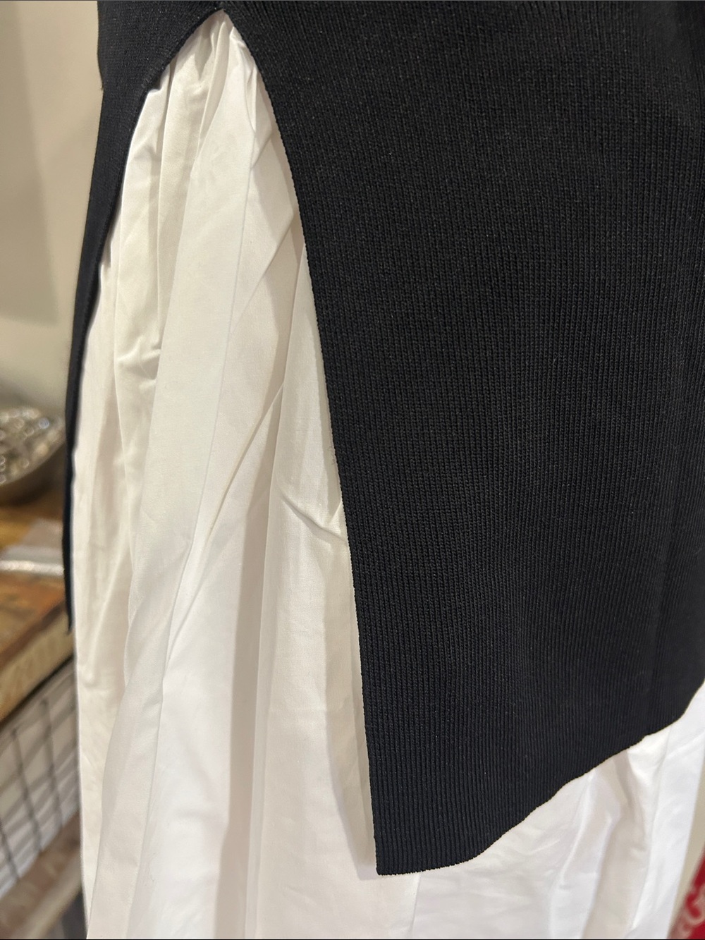 NWT English Factory combo knit poplin dress black white Medium - Picture 9 of 15